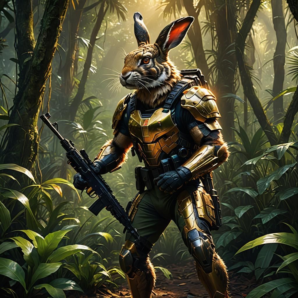 Realistic Predator Rabbit Hunter in Jungle Concept Art