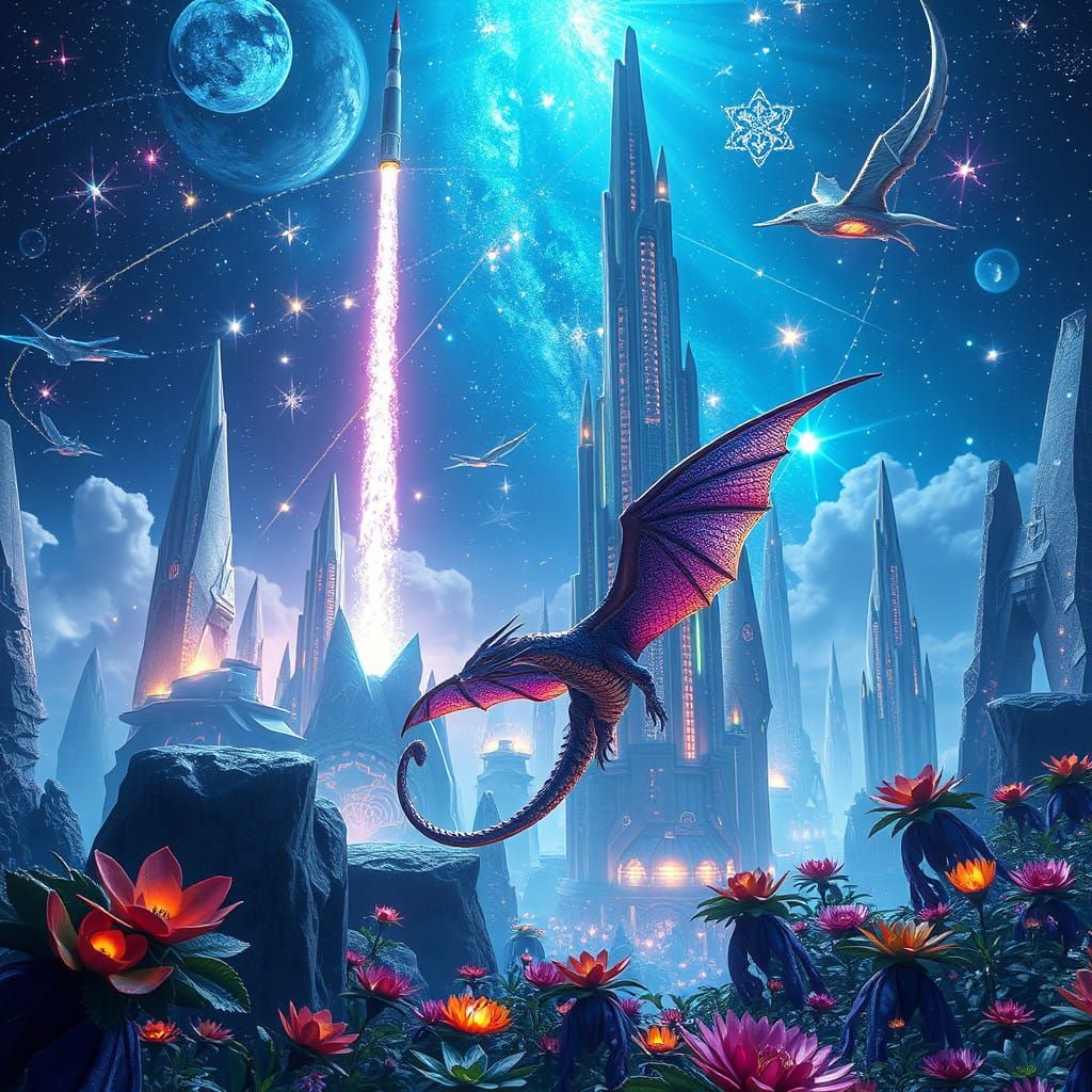 Vision of a Futuristic Utopia in Vibrant, Ethereal Colors