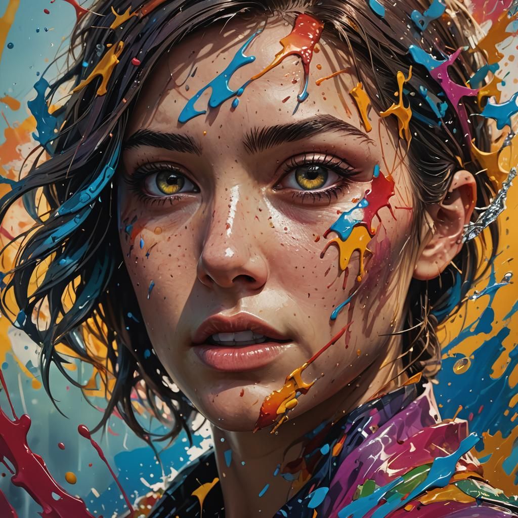 Dramatic Splash Art Portrait in Vivid Color