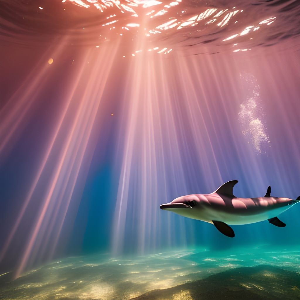 Ethereal Mermaid Swimming with Dolphins in Hyperrealism