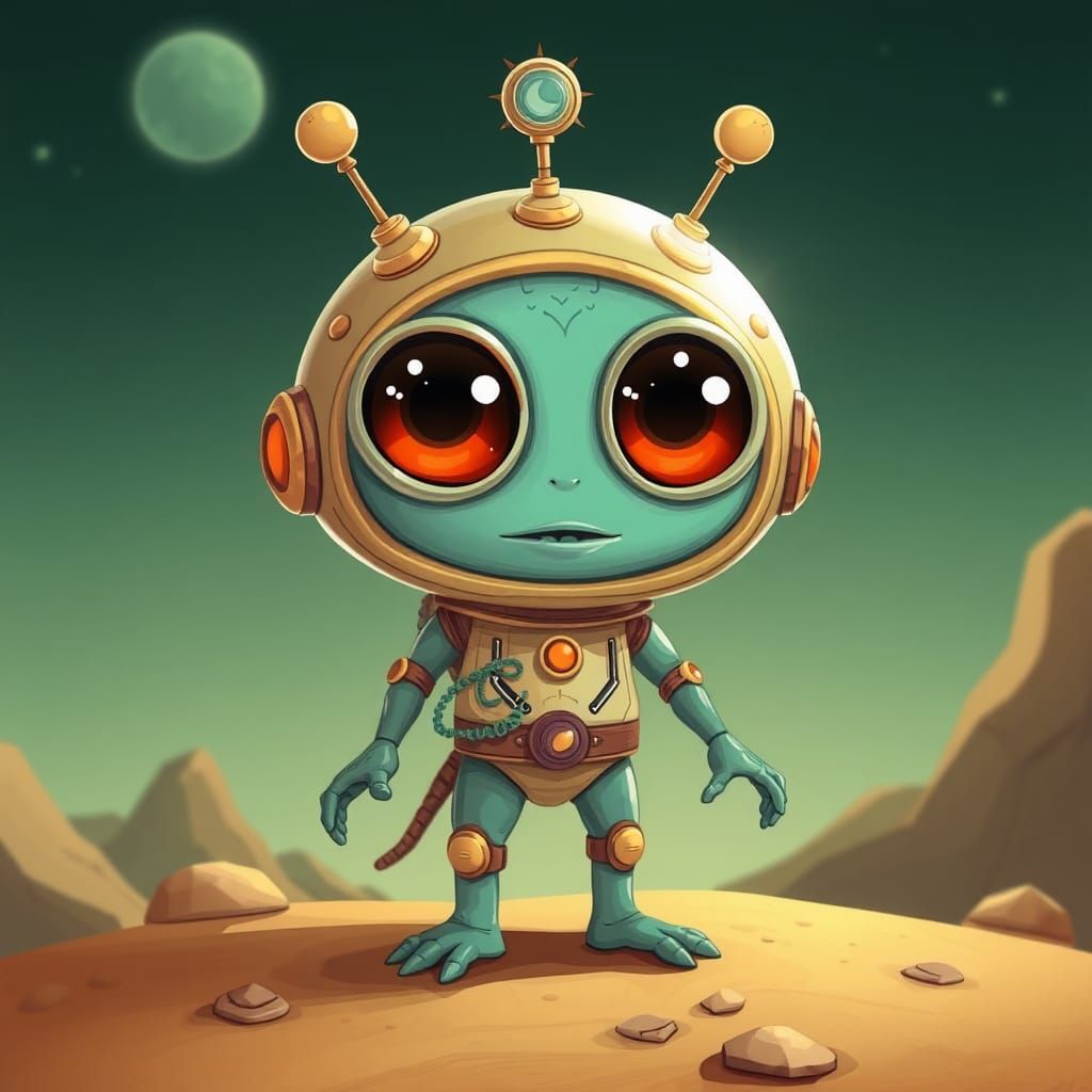 Cyclops Alien in Pablo Amaringo Style