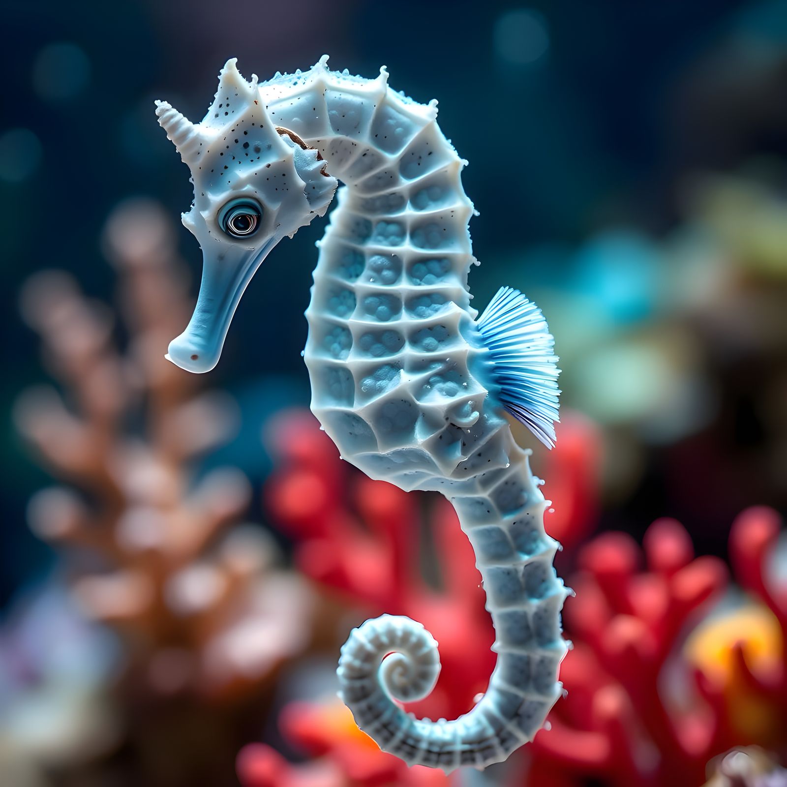 Pearlescent Seahorse in Enchanted Underwater Realm
