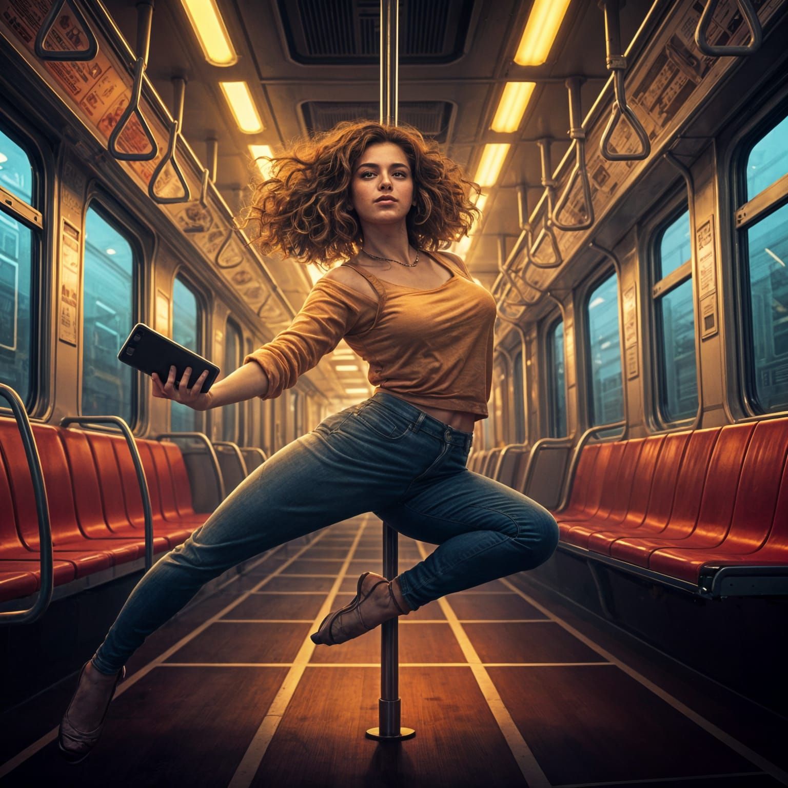 Dance in a subway carriage