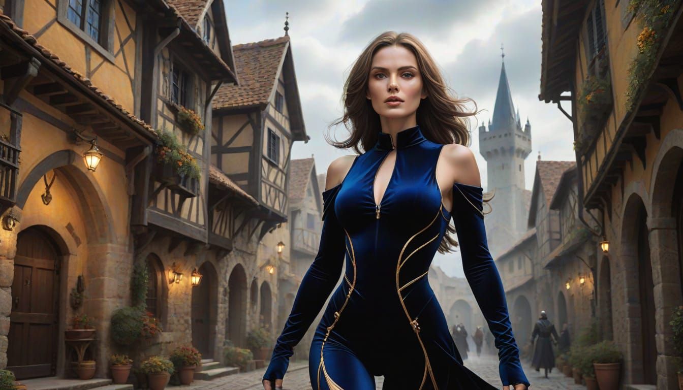 Elegant Warrior in Royal Blue Velvet