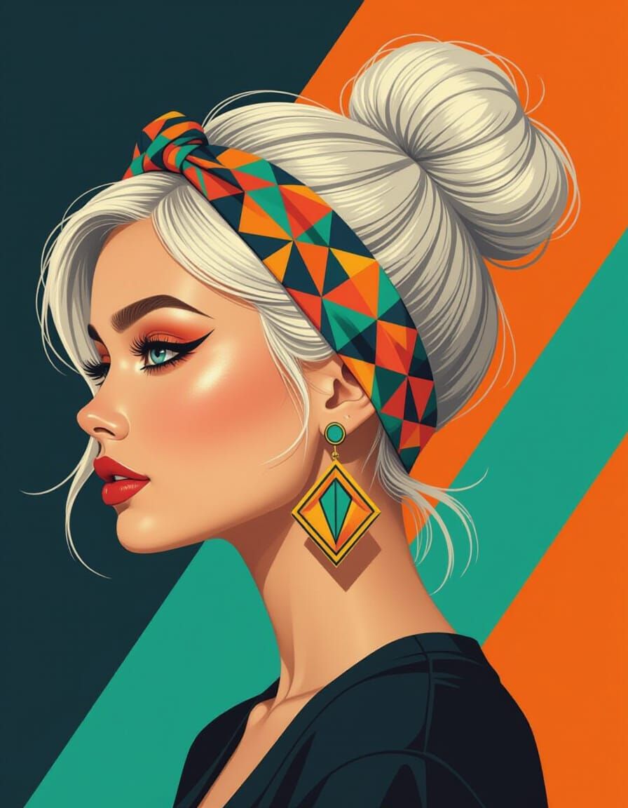 Woman in Profile with Bold Geometric Art Style