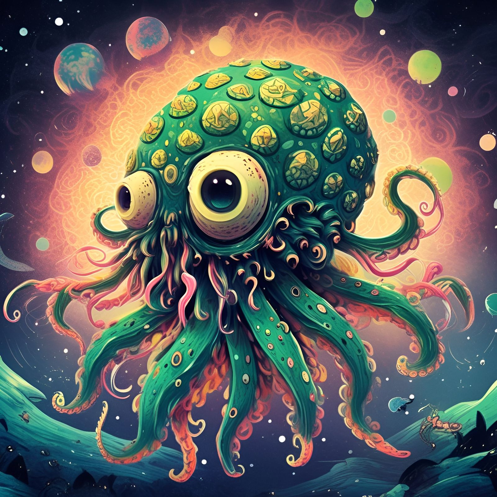 Cute Eldritch Squid Monster in Space
