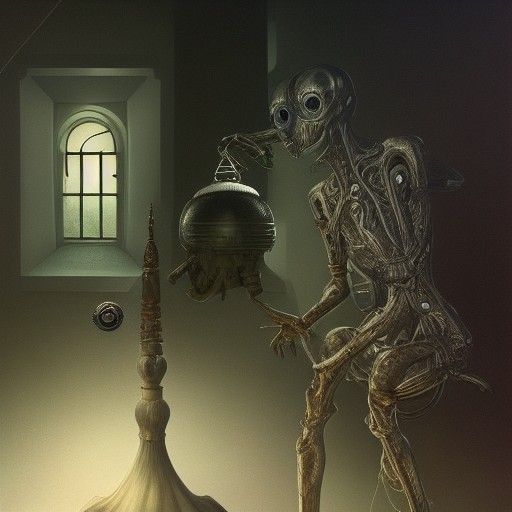 Enigmatic Time Lord in Surreal Horror Art