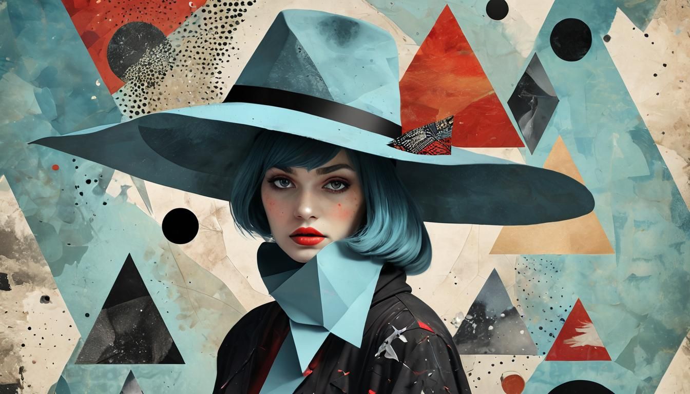 Surreal Woman in Space: Abstract Collage Art