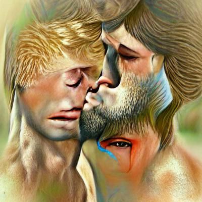 Emotional Biblical Scene of Two Men Embracing