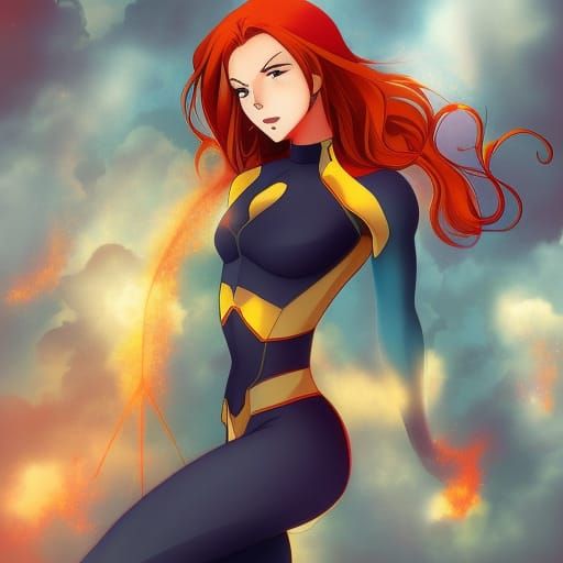 Anime Style Jean Grey Manga Illustration