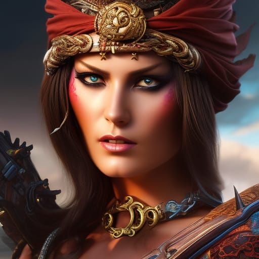 Steampunk Pirate Woman in Volumetric Lighting