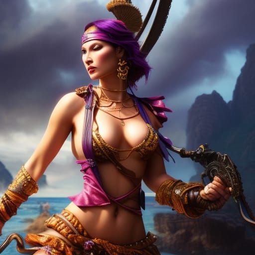 Steampunk Pirate Woman in Volumetric Lighting