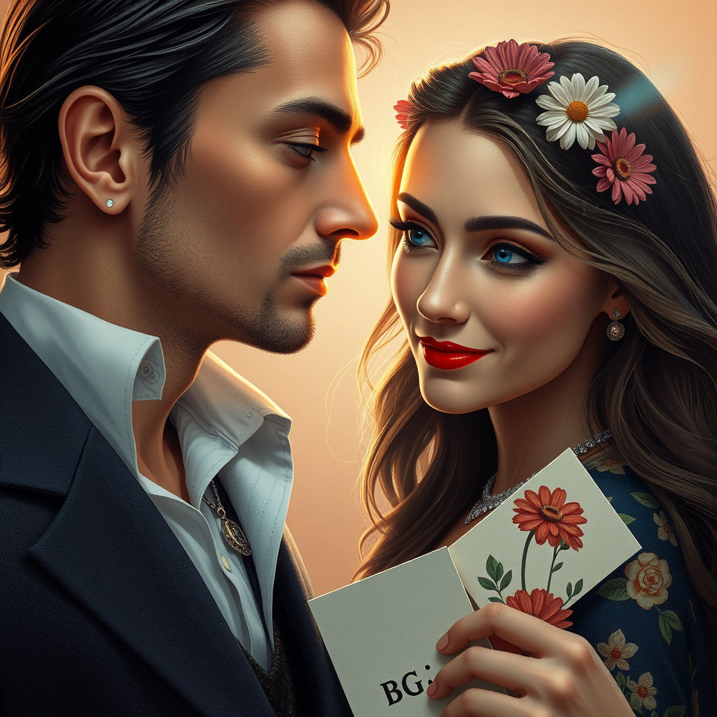 Italian Man and Persian Woman in Hyperrealistic Portrait