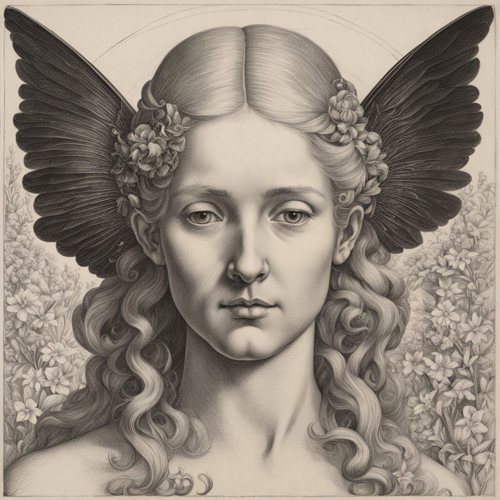 Dark Angel in Lily-of-the-Valley Flowers