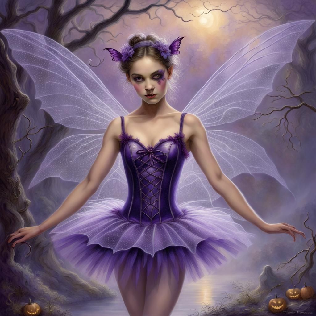 Halloween Spiderweb Fairy in Purple Ballet Tutu