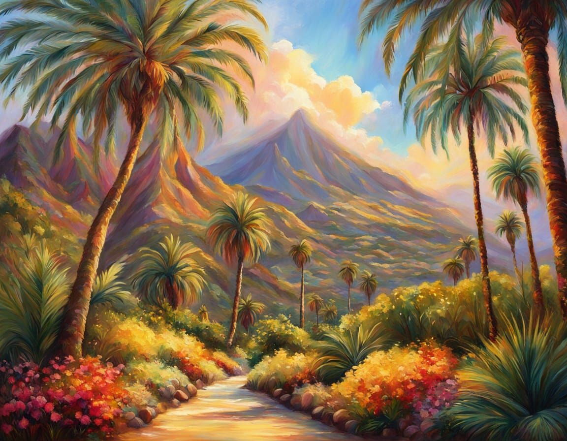 Aristocrat on Tenerife in Romantic Oil Painting