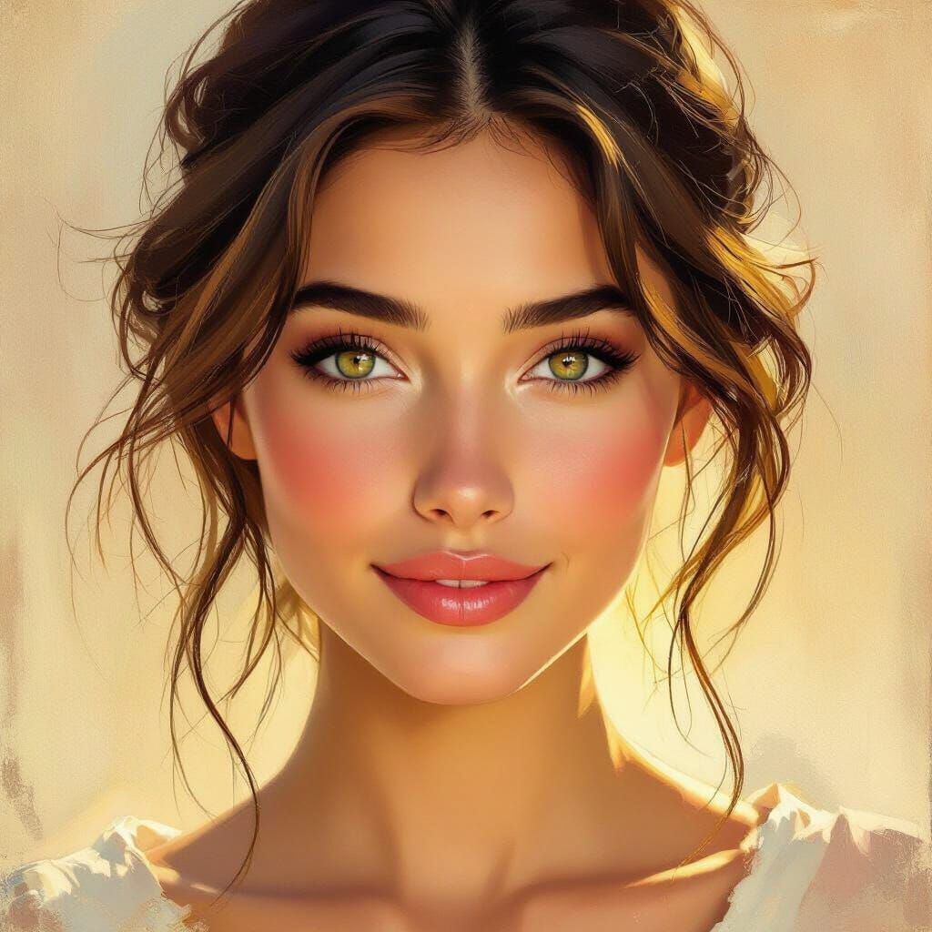 Serene Woman Portrait in Painterly Style
