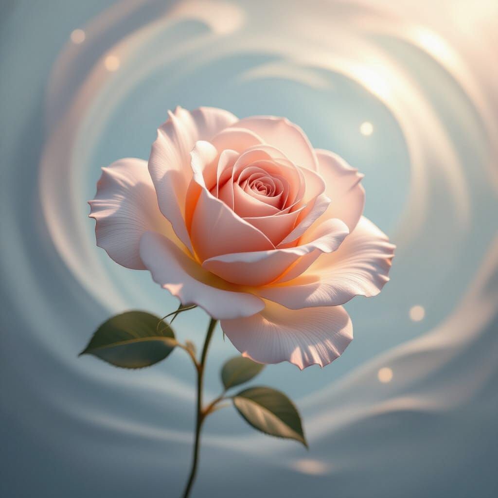 Ethereal Spun Glass Rose with Ombre Background