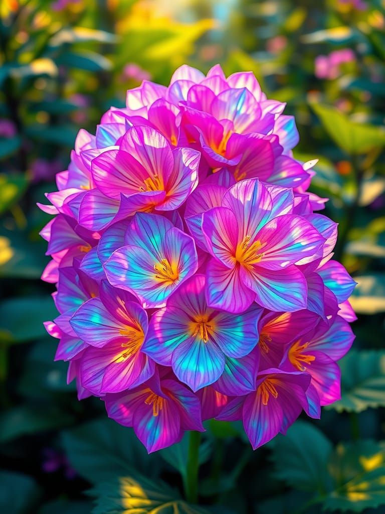 Crystal Hydrangeas in Art Nouveau and Futuristic Style