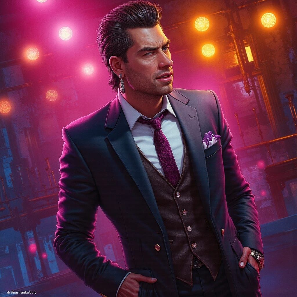 Blanka as Cyberpunk Disco Bouncer in Oil Painting