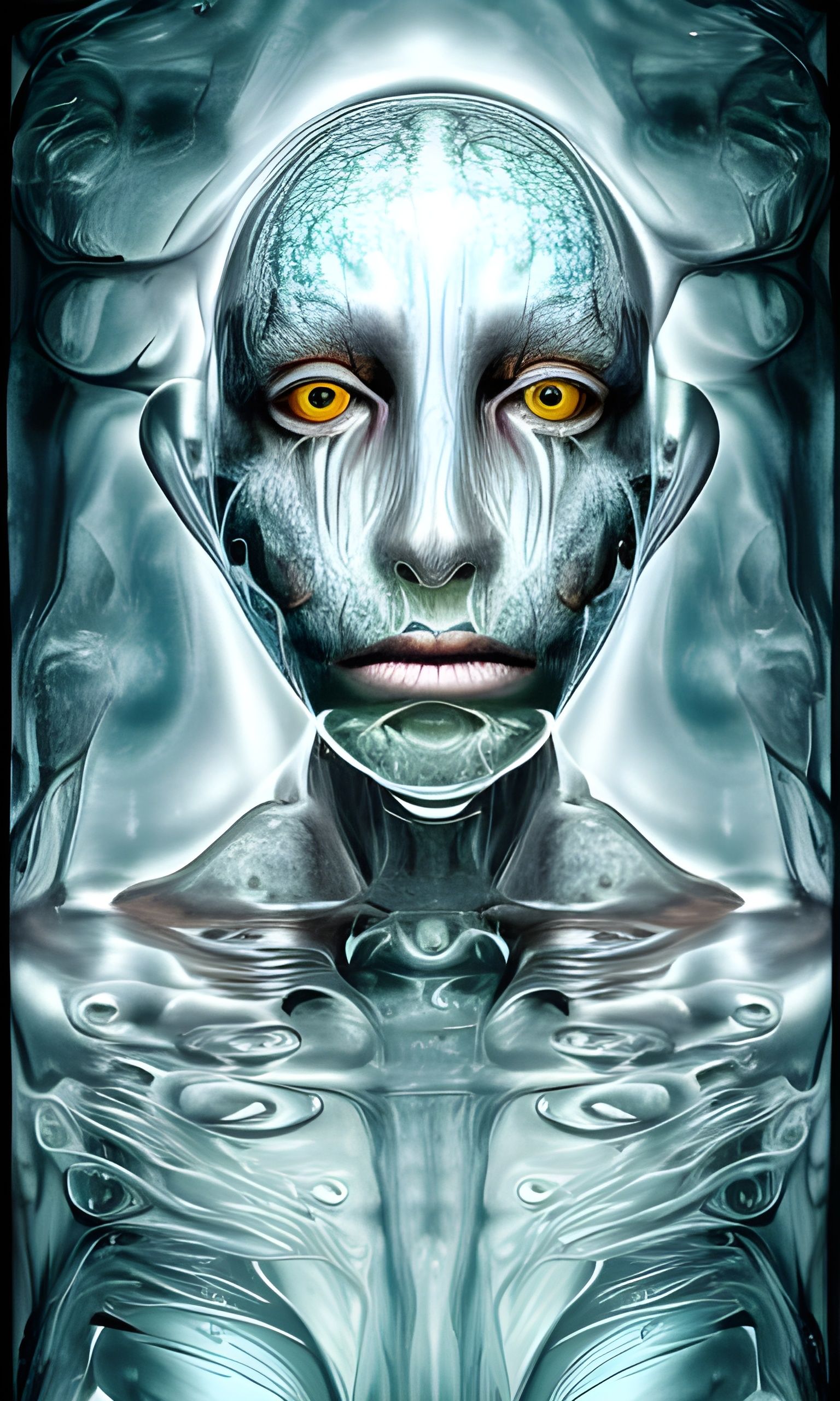 Translucent Water Humanoid in Digital Art Style