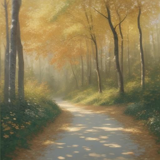 Impressionistic Autumn Trees in Gentle Breeze