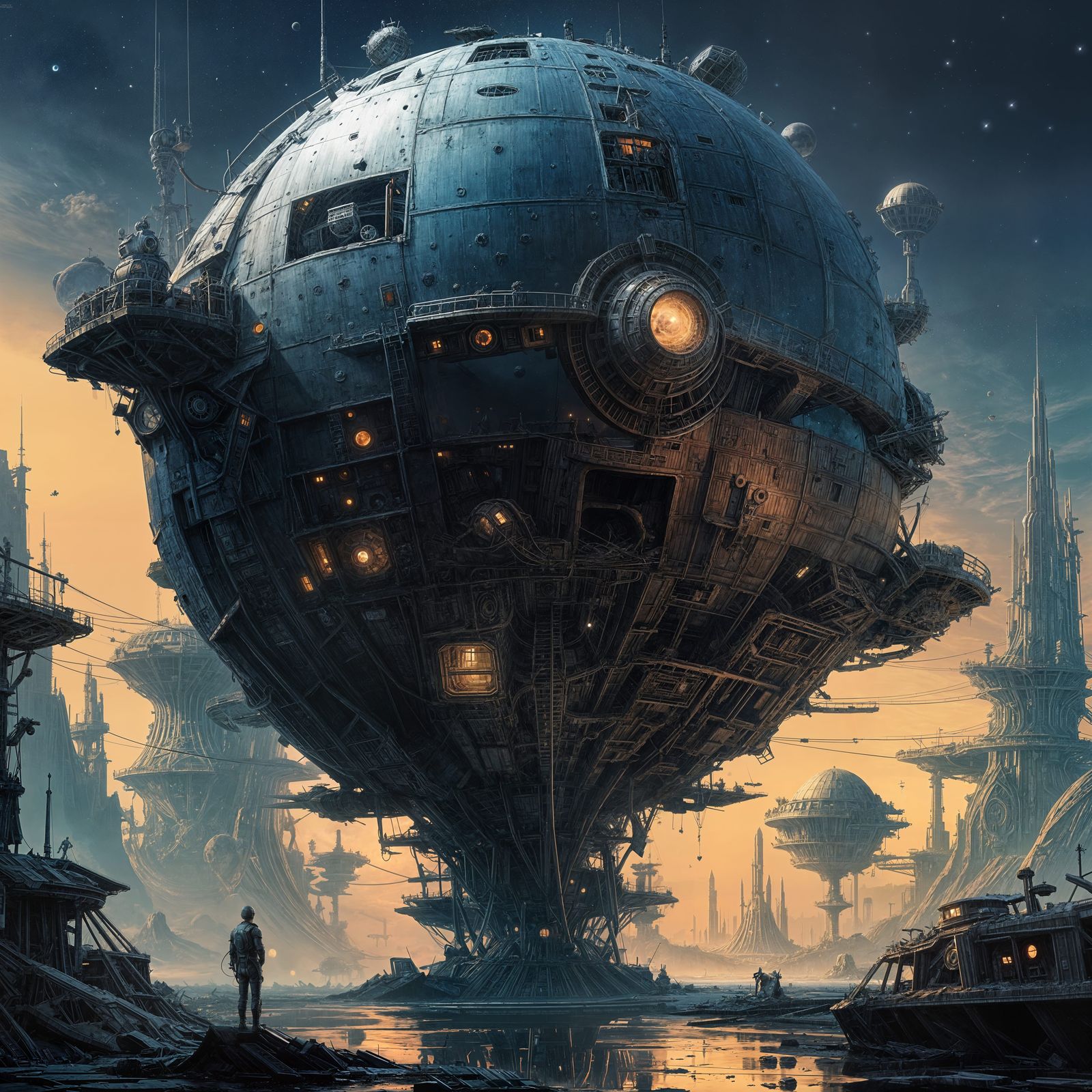 Derelict Space Ships in a Dyson Sphere Graveyard
