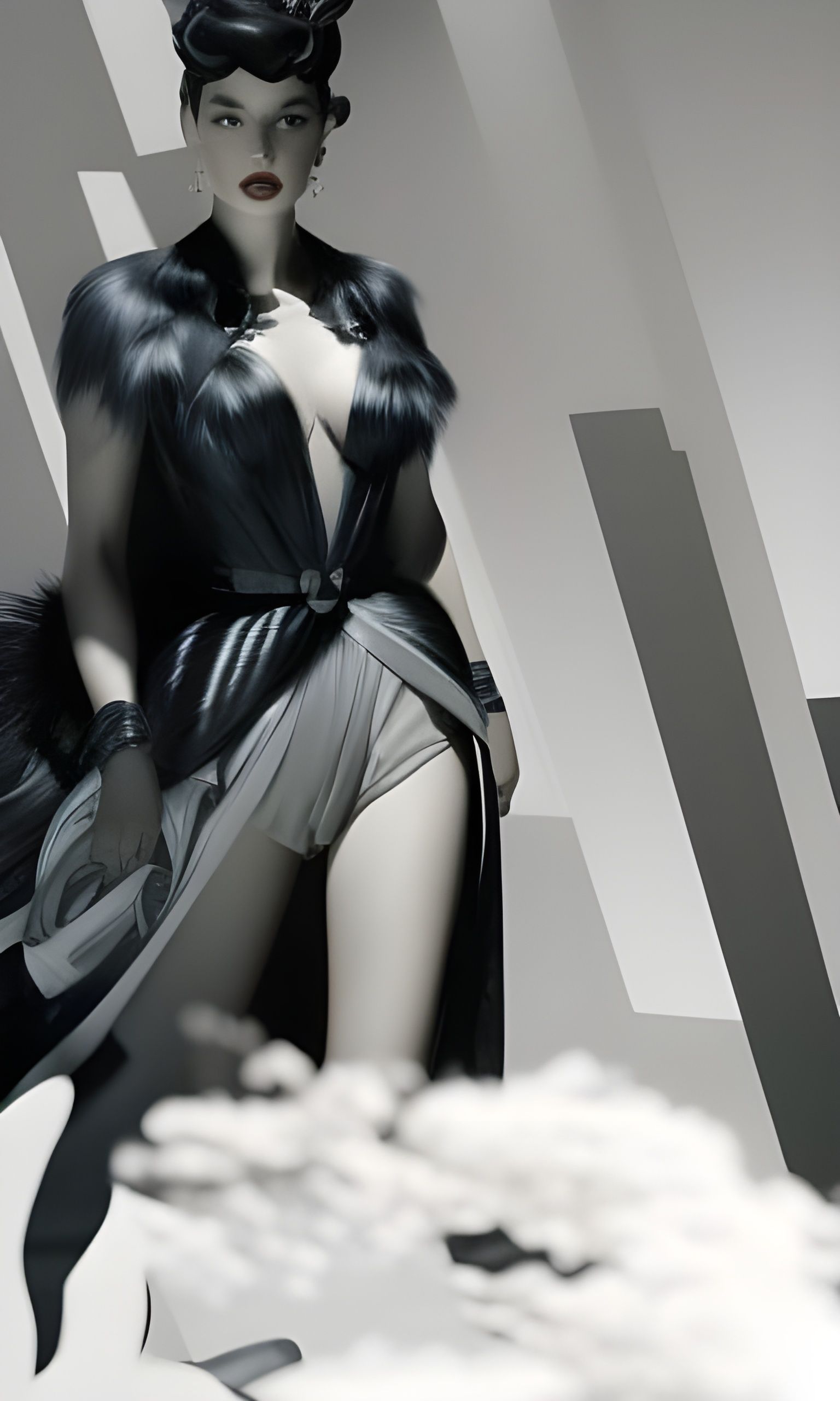 Glamorous Femme Fatale in Film Noir Style