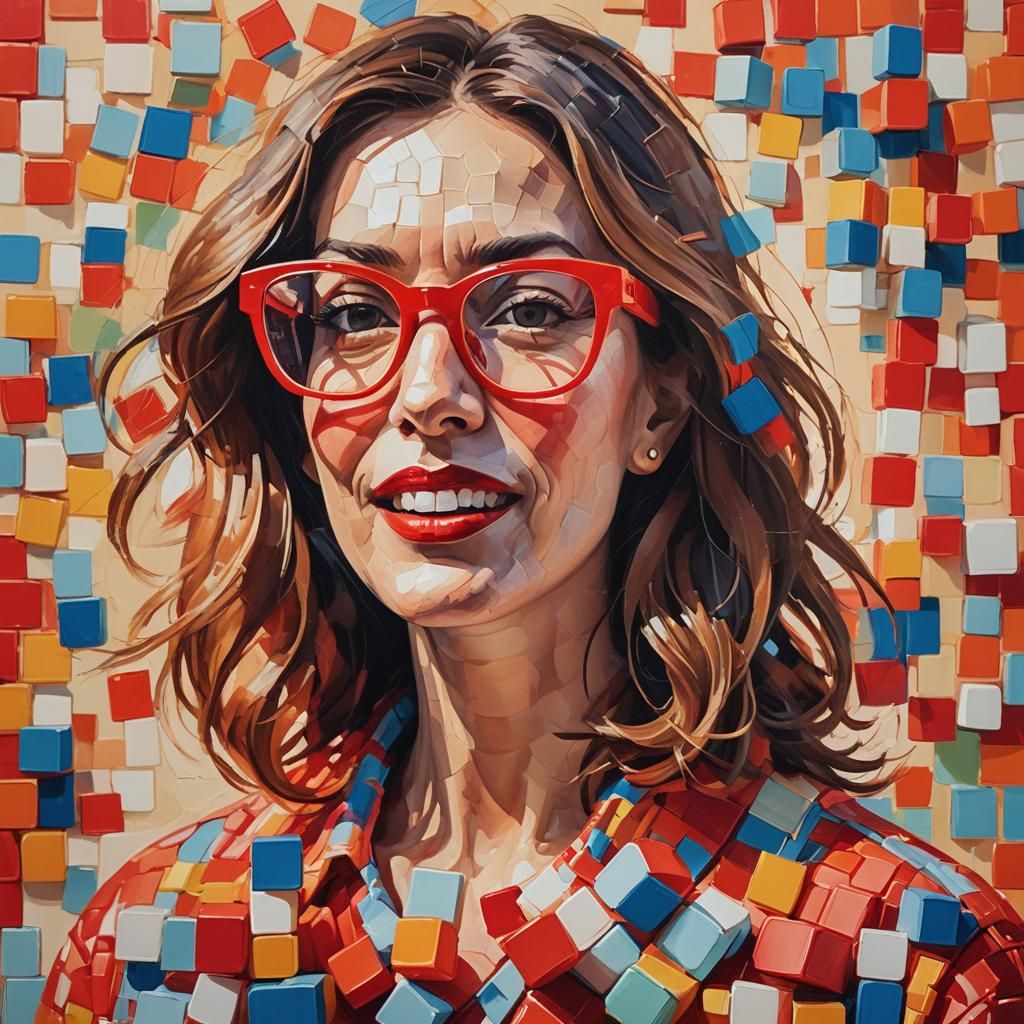 Fauvist Portrait of Woman with Toy Glasses