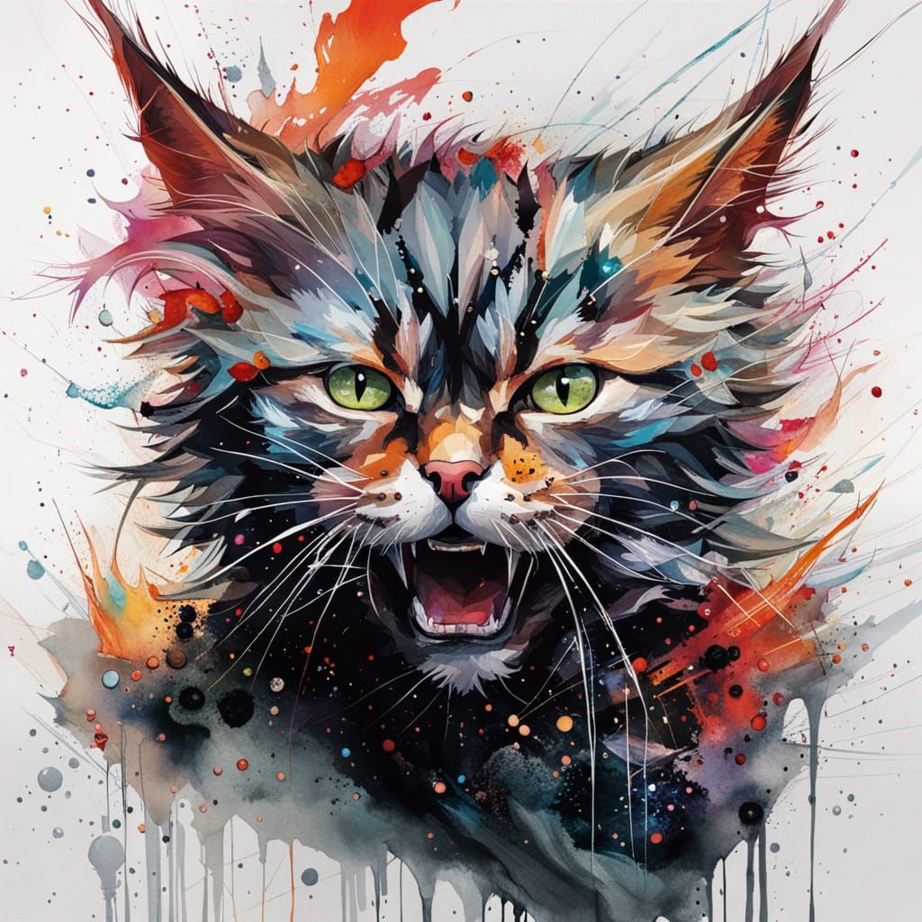 High-Octane Fantasy Portrait of an Angry Kitten