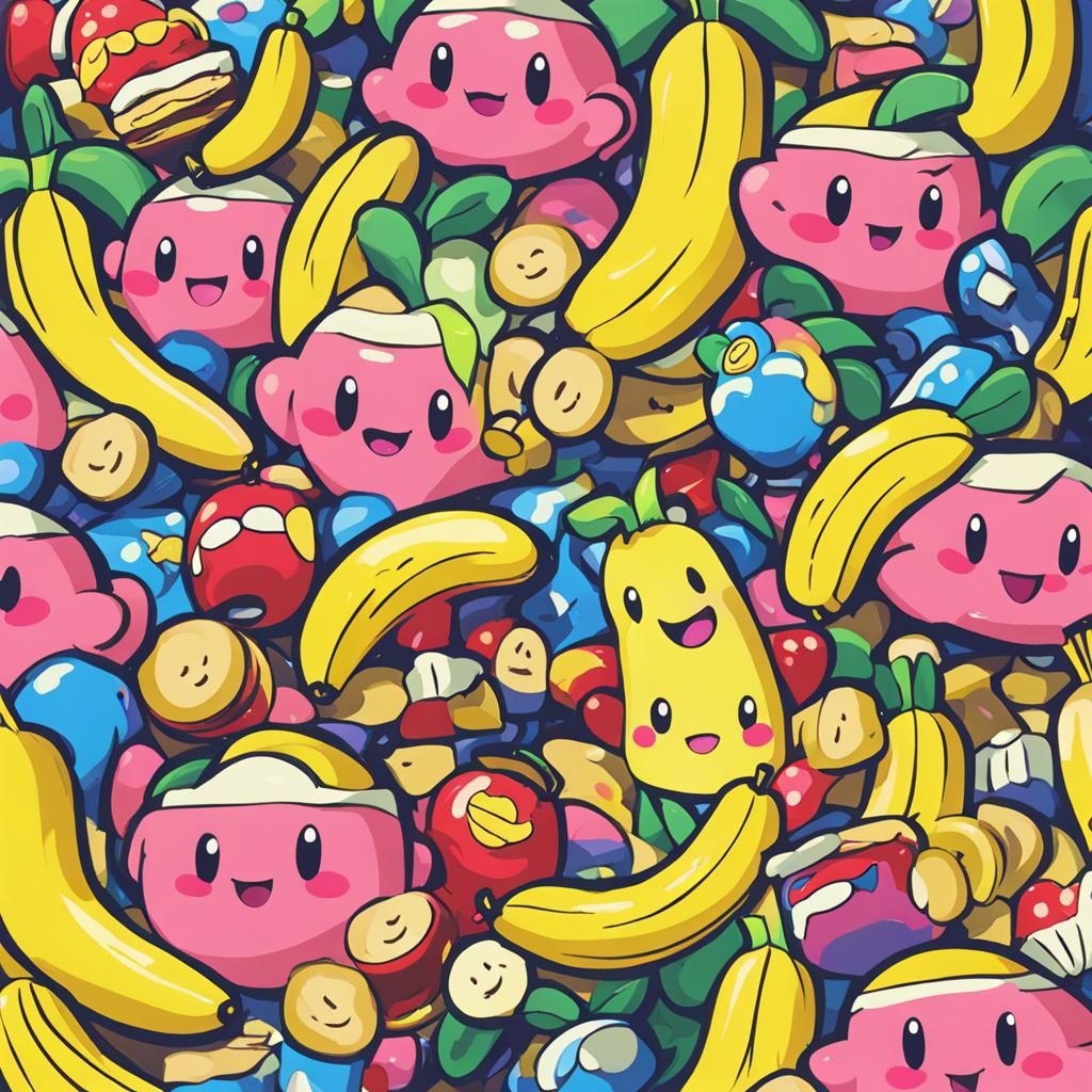 Kirby Surrounded by Bananas
