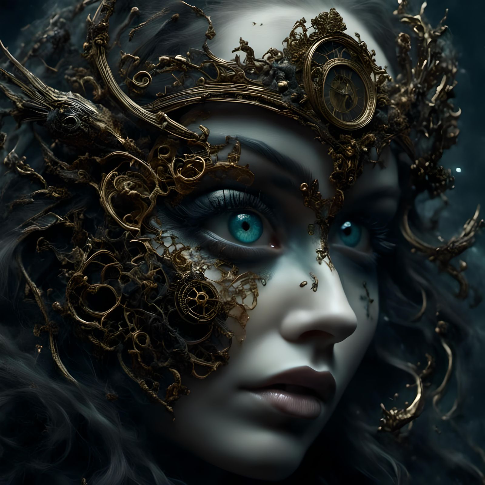 Surreal Biopunk Demon Portrait in 8K