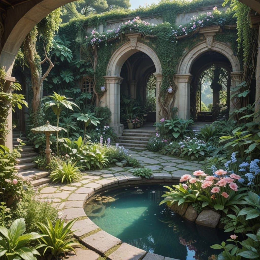 Luminescent Garden of Wonder in Vibrant Anime Style