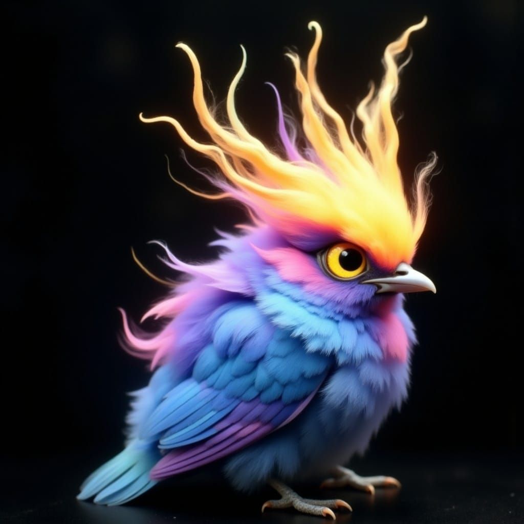 Blue Blackbird with Delicate Brush Strokes