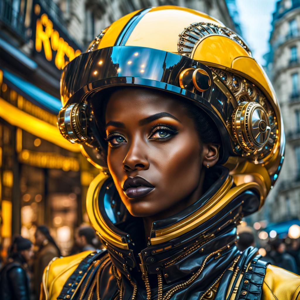 Futuristic French Woman in Retro Parisian Concept Art