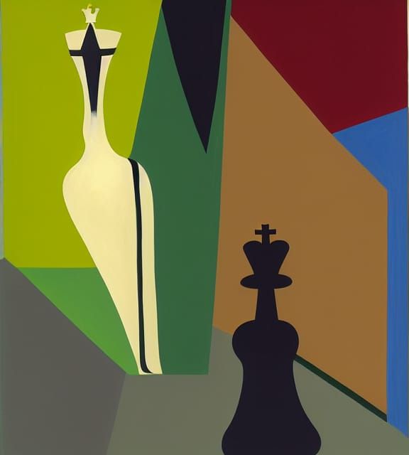 Chess Queen in Primary Colors: Modernist Style