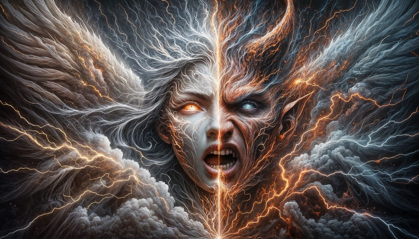 Angel and Devil Face-Off: Merging Visages