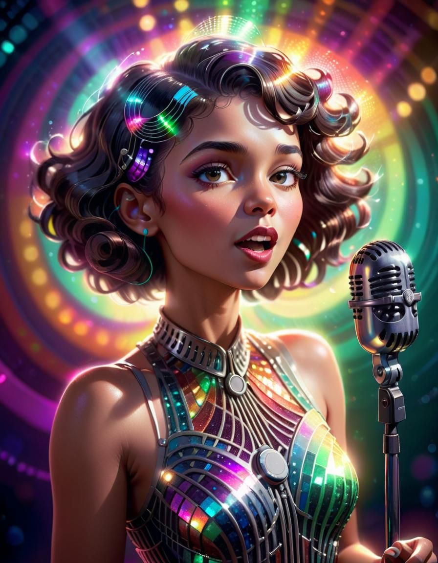 Mxmtoon Portrait with Disco Lights, Digital Art