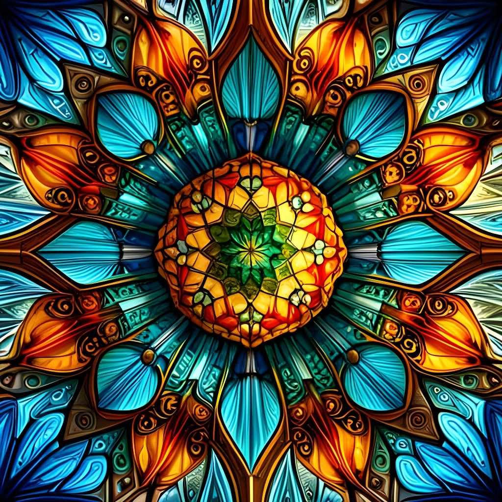 Colorful Stained Glass with Geometric Shapes