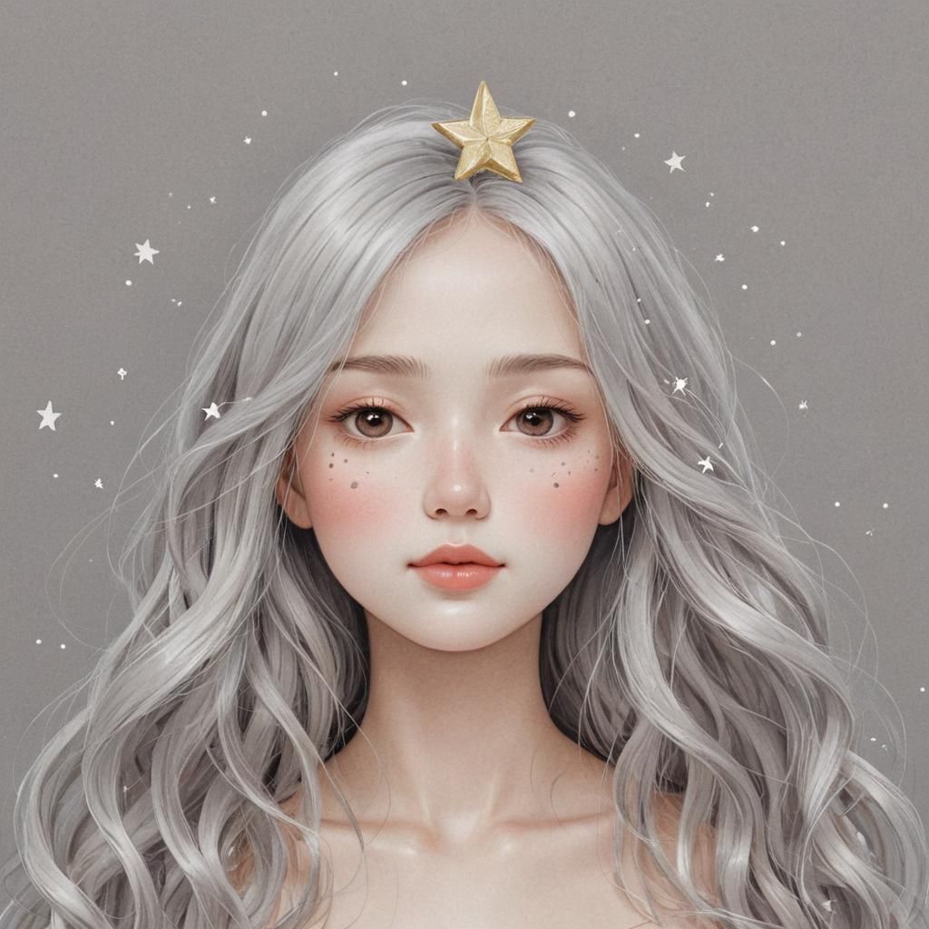 Dreaming Goddess with Twinkling Silver Hair