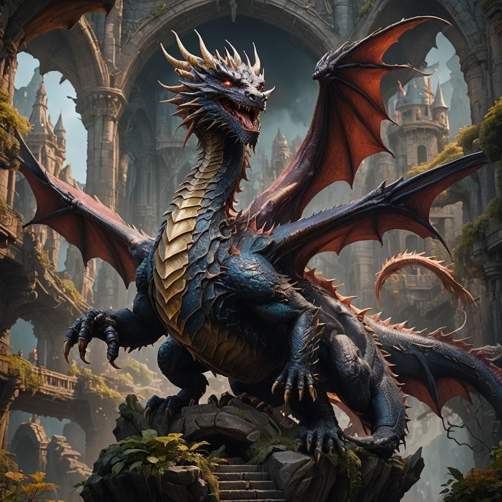 Detailed Dragon Fantasy Concept Art in 8K