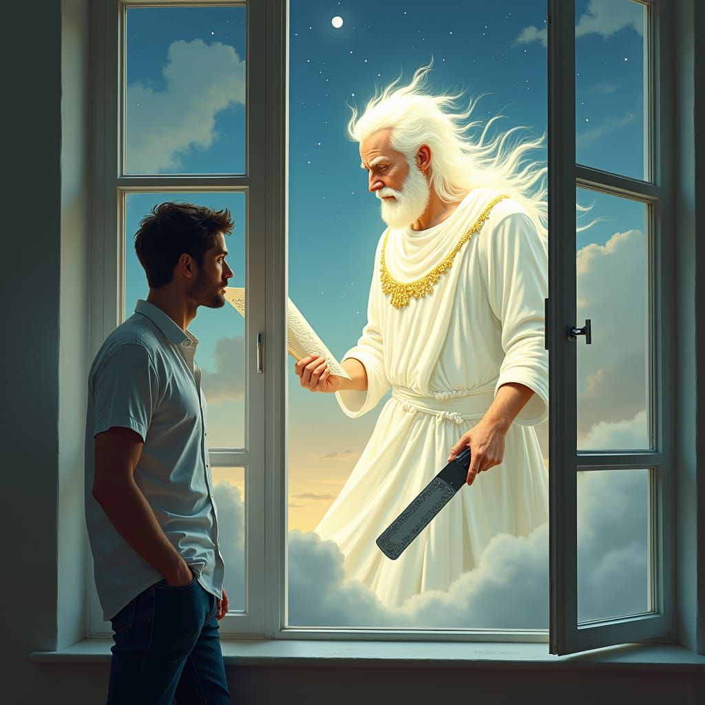 Celestial Being with Router in Dreamy Landscape