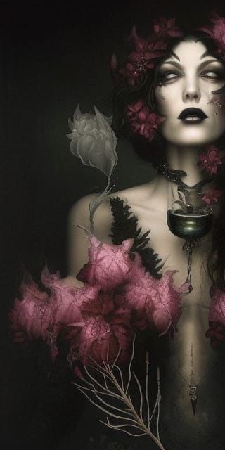 Eldritch Goth Witch in Decadent Style
