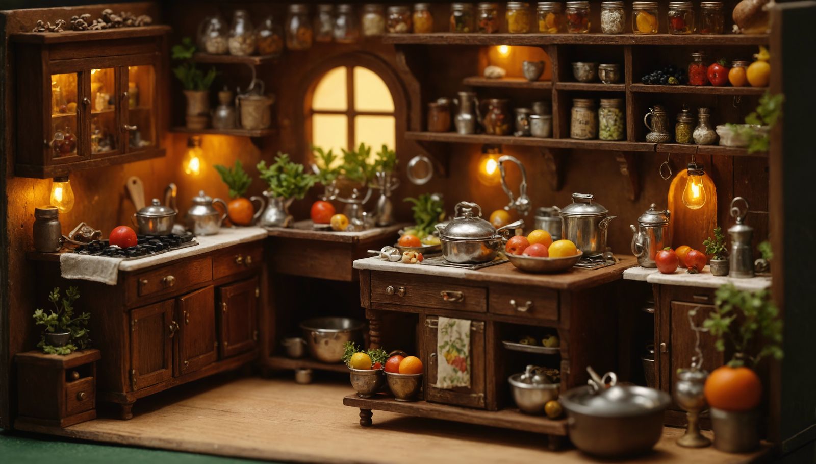 Detailed Miniature of Old-Fashioned Country Kitchen