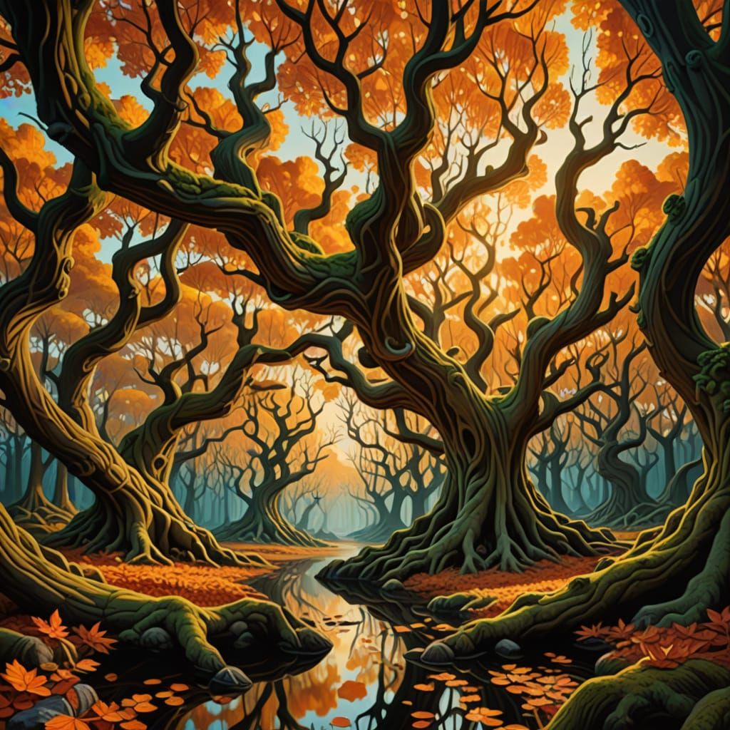 Surreal Upside Down Forest in Vibrant Colors