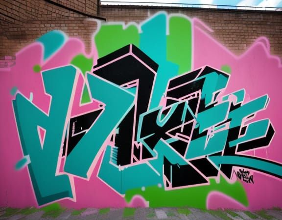 Vibrant Urban Graffiti Mural in Bold Brushstrokes