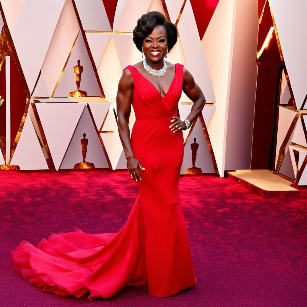 Viola Davis in Red Gown at the Oscars 2024