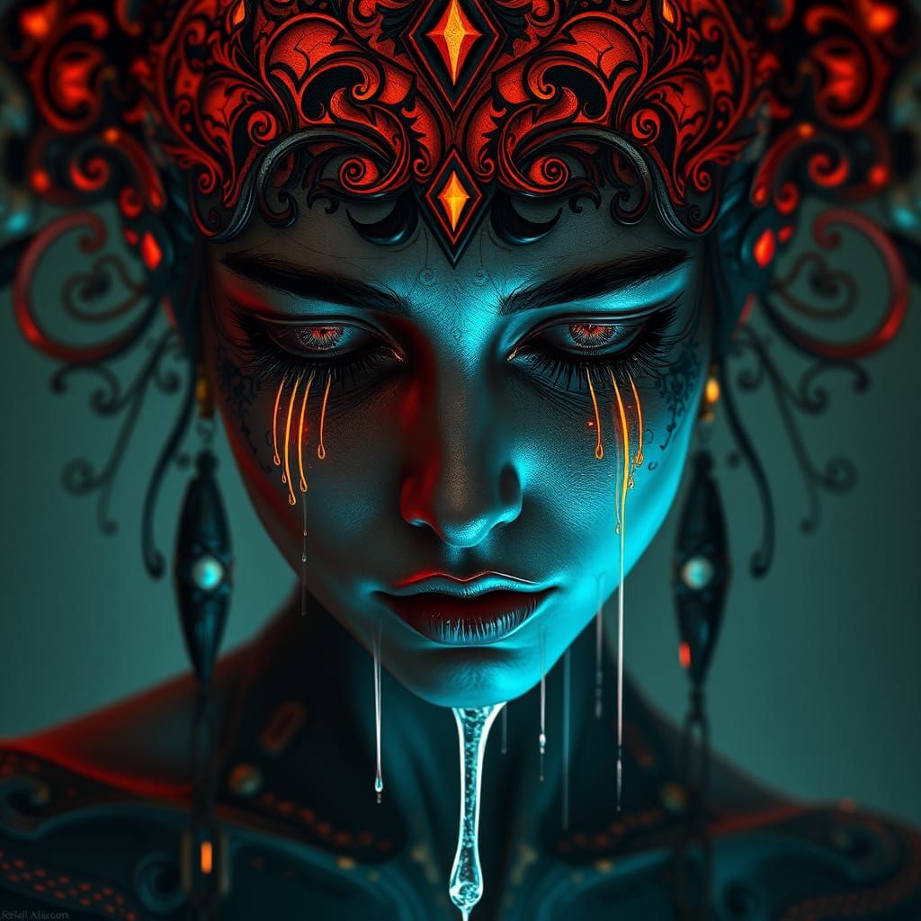 Shattered Soul: Hyperrealistic Portrait in Artgerm Style