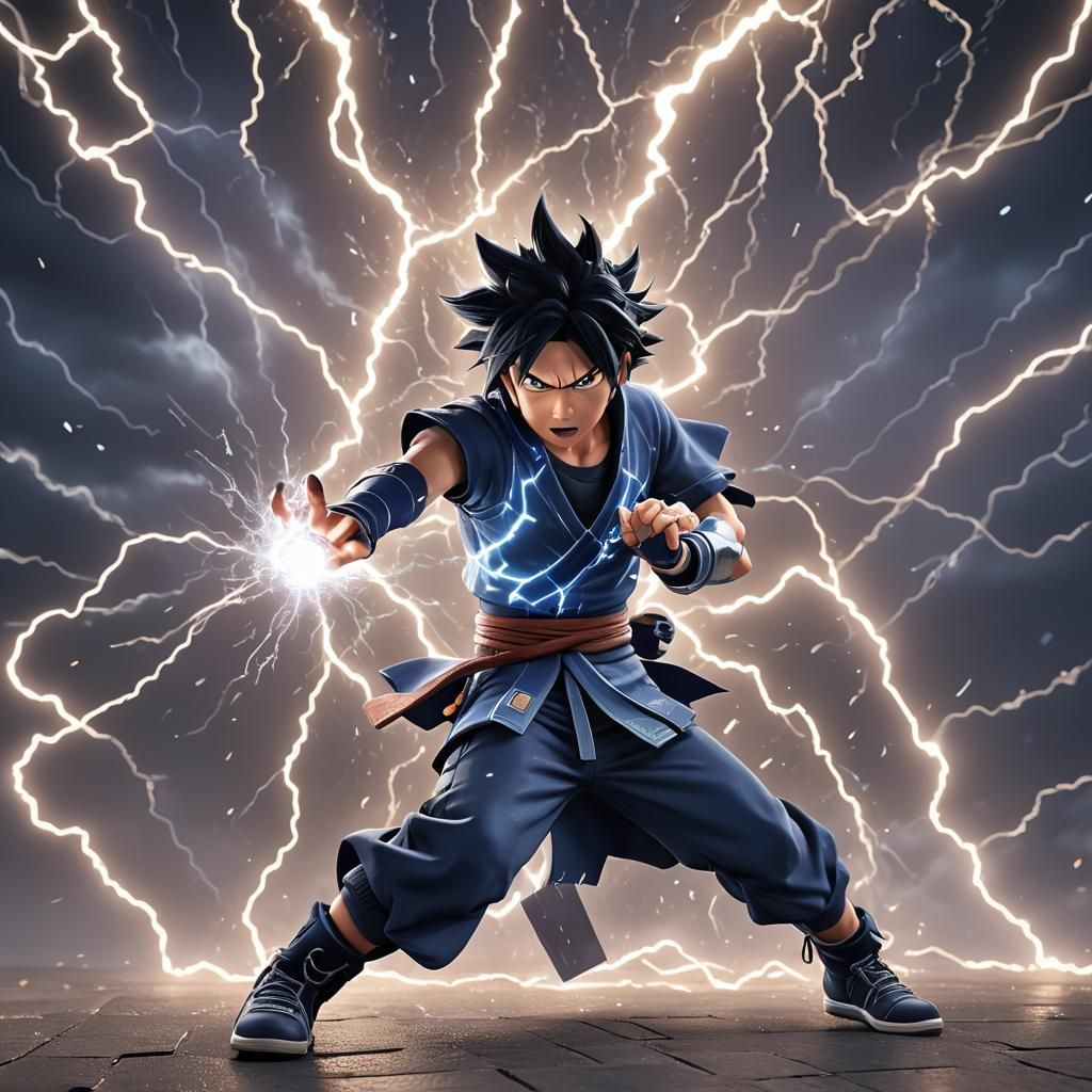 Sasuke Performs Chidori: 3D Anime Art