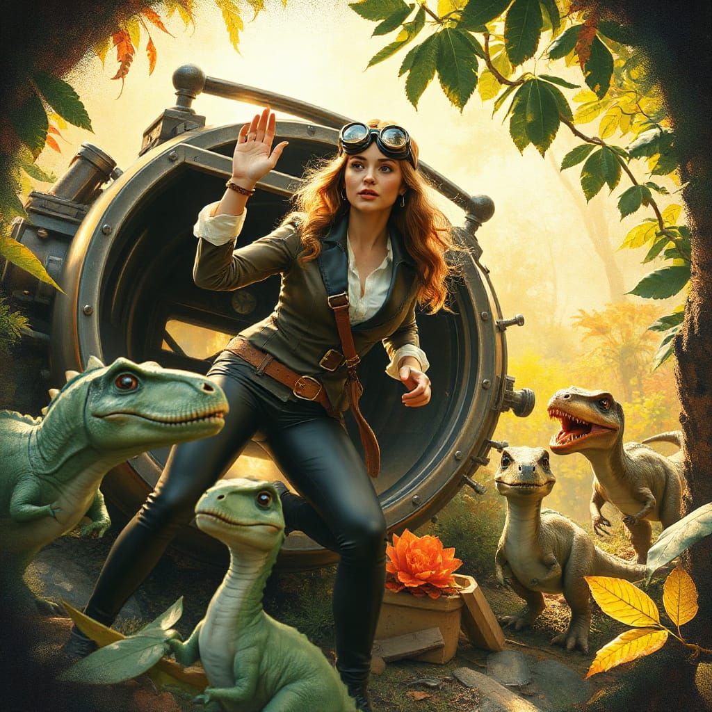 Inventor's Time Travel Adventure in Impressionist Style